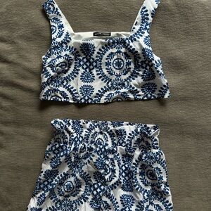 SHEIN Navy and White Floral Set